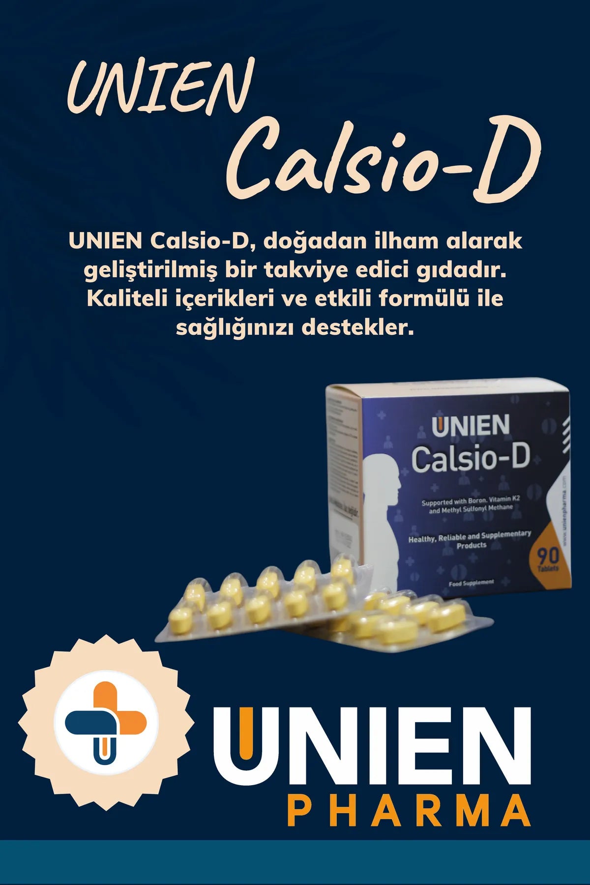 Calsio-d 90 Tablet/kalsiyum Magnezyum Çinko L-lizin Bromelain Vitamin Içeren Takviye Edici Gıda