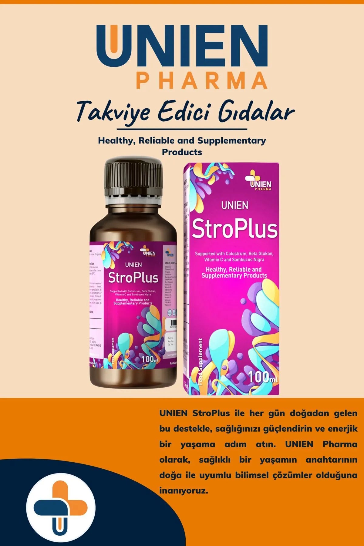 Stroplus 100 Ml/ Kolostrum Beta Glukan Çinko Folik Asit Selenyum Vitamin Içeren Takviye Edici Gıda