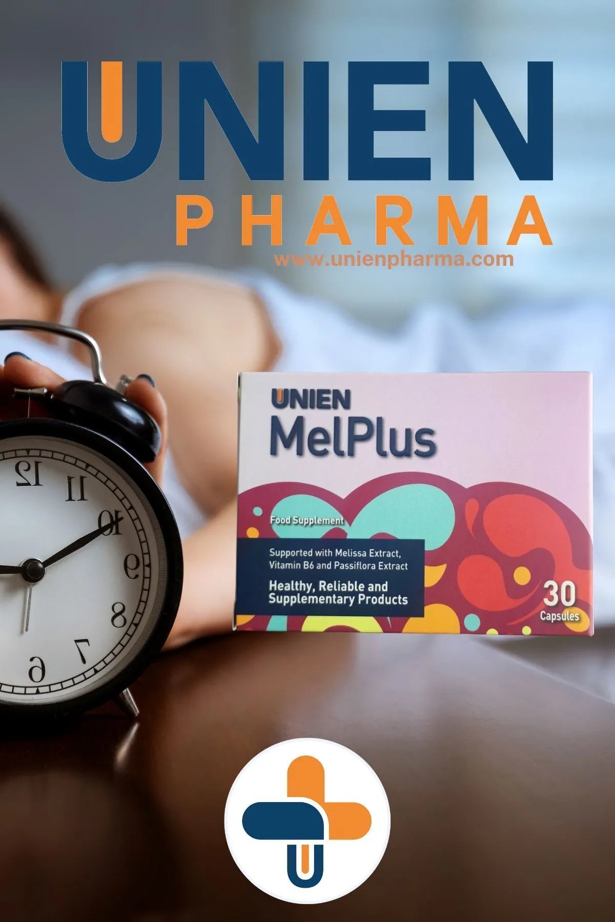 UNIEN Pharma Melplus 30 Kapsül/ Passiflora Valerian Melisa Papatya Vitamin B6 içeren Takviye Edici Gıda
